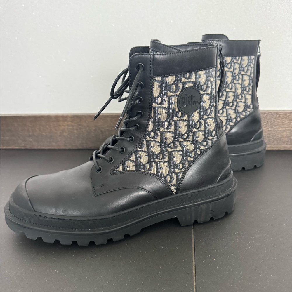 Christian Dior Black and Cream Monogram Boots